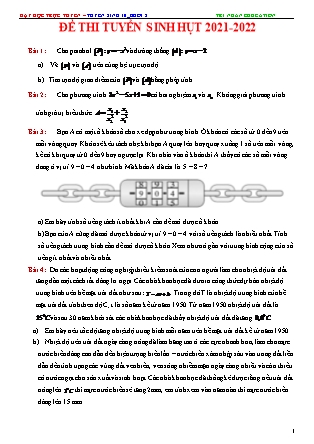 Đề thi dự bị tuyển sinh vào Lớp 10 môn Toán - Năm học 2021-2022