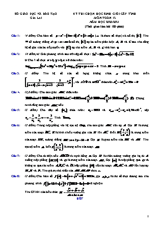 Đề thi học sinh giỏi cấp tỉnh môn Toán Lớp 12 - Năm học 2020-2021 - Sở giáo dục và đào tạo Gia Lai (Có đáp án)