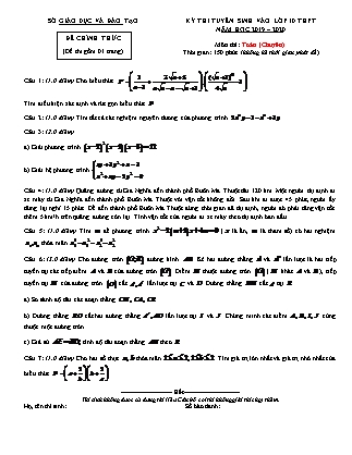 Đề thi tuyển sinh vào Lớp 10 chuyên Toán - Năm học 2019-2020 - Sở giáo dục và đào tạo Đăk Nông (Có đáp án)