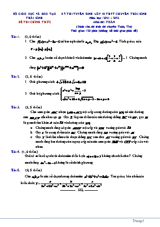 Đề thi tuyển sinh vào Lớp 10 môn Toán dành cho chuyên Toán, Tin - Năm học 2021-2022 - Trường THPT chuyên Thái Bình (Có đáp án)