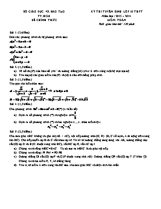 Đề thi tuyển sinh vào Lớp 10 môn Toán - Năm học 2013-2014 - Sở giáo dục và đào tạo Thành phố Hồ Chí Minh (Có đáp án)