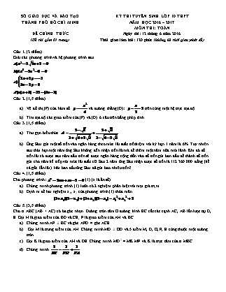 Đề thi tuyển sinh vào Lớp 10 môn Toán - Năm học 2016-2017 - Sở giáo dục và đào tạo Thành phố Hồ Chí Minh (Có đáp án)