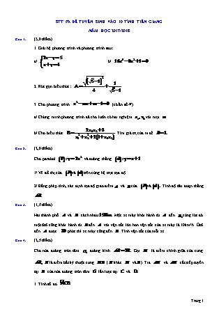 Đề thi tuyển sinh vào Lớp 10 môn Toán - Năm học 2017-2018 - Sở giáo dục và đào tạo tỉnh Tiền Giang (Có đáp án)