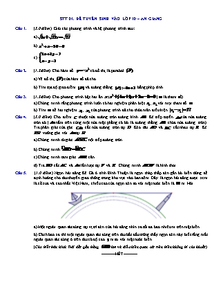 Đề thi tuyển sinh vào Lớp 10 môn Toán - Năm học 2017-2018 - Sở giáo dục và đào tạo An Giang (Có đáp án)