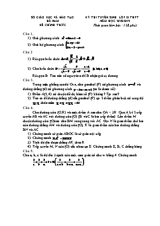 Đề thi tuyển sinh vào Lớp 10 môn Toán - Năm học 2018-2019 - Sở giáo dục và đào tạo tỉnh Hà Nam (Có đáp án)