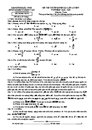 Đề thi tuyển sinh vào Lớp 10 môn Toán - Năm học 2018-2019 - Sở giáo dục và đào tạo tỉnh Bắc Ninh (Có đáp án)