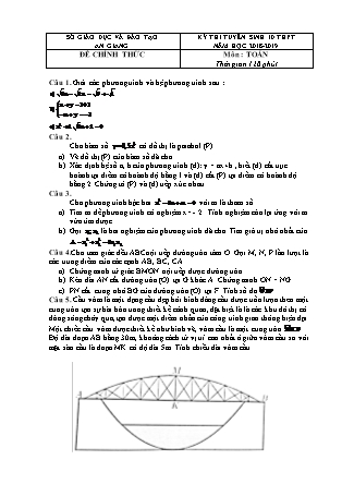 Đề thi tuyển sinh vào Lớp 10 môn Toán - Năm học 2018-2019 - Sở giáo dục và đào tạo tỉnh An Giang (Có đáp án)