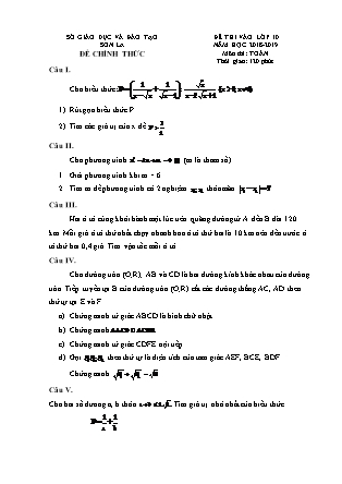 Đề thi tuyển sinh vào Lớp 10 môn Toán - Năm học 2018-2019 - Sở giáo dục và đào tạo tỉnh Sơn La (Có đáp án)