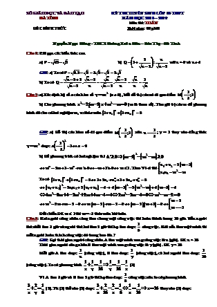 Đề thi tuyển sinh vào Lớp 10 môn Toán - Năm học 2018-2019 - Sở giáo dục và đào tạo tỉnh Hà Tĩnh (Có đáp án)