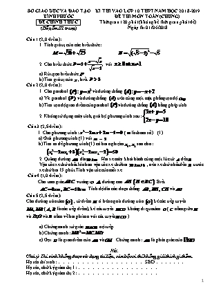 Đề thi tuyển sinh vào Lớp 10 môn Toán - Năm học 2018-2019 - Sở giáo dục và đào tạo tỉnh Bình Phước (Có đáp án)