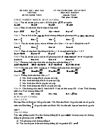 Đề thi tuyển sinh vào Lớp 10 môn Toán - Năm học 2018-2019 - Sở giáo dục và đào tạo tỉnh Phú Thọ (Có đáp án)