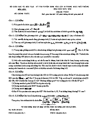 Đề thi tuyển sinh vào Lớp 10 môn Toán - Năm học 2019-2020 - Sở giáo dục và đào tạo Đăk Lăk (Có đáp án)