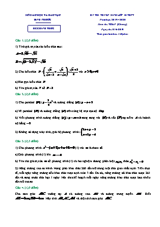 Đề thi tuyển sinh vào Lớp 10 môn Toán - Năm học 2019-2020 - Sở giáo dục và đào tạo tỉnh Bình Phước (Có đáp án)