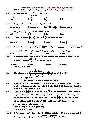 Đề thi tuyển sinh vào Lớp 10 môn Toán - Năm học 2019-2020 - Sở giáo dục và đào tạo tỉnh Bắc Ninh (Có đáp án)