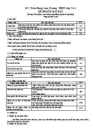 Giáo án Hình học Lớp 10 - Bài: Ba đường conic trong mặt phẳng toạ độ và ứng dụng - Trần Phong Lưu