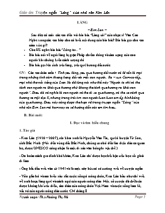 Giáo án Ngữ văn Lớp 9 - Văn bản Làng - Hoàng Thị Hà