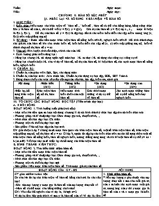 Giáo án phát triển năng lực Đại số Lớp 9 theo CV3280 - Chương 2: Hàm số bậc nhất