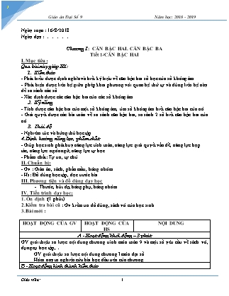 Giáo án phát triển năng lực Đại số Lớp 9 theo CV3280 - Chương trình cả năm - Năm học 2018-2019