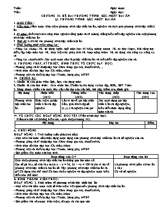 Giáo án phát triển năng lực Đại số Lớp 9 theo CV3280 - Chương 3: Hệ hai phương trình bậc nhất hai ẩn