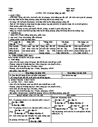 Giáo án phát triển năng lực Đại số Lớp 9 theo CV3280 - Chương 3: Hệ hai phương trình bậc nhất hai ẩn (Tiếp theo)