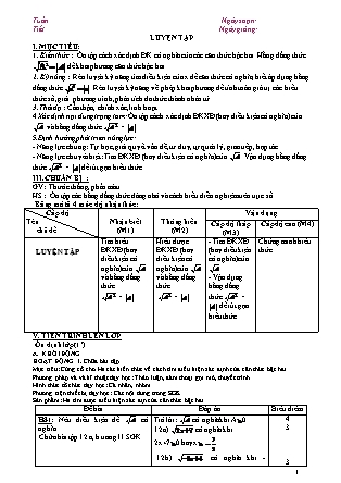 Giáo án phát triển năng lực Đại số Lớp 9 theo CV3280 - Tuần 1, Tiết 3: Luyện tập