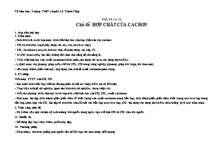 Giáo án phát triển năng lực Hóa học Lớp 11 theo CV3280 - Bài 16: Hợp chất của Cacbon