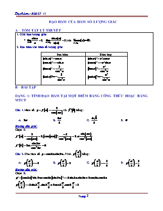 Lý thuyết và Bài tập Đại số Lớp 11 - Đạo hàm của hàm số lượng giác - Đặng Việt Đông