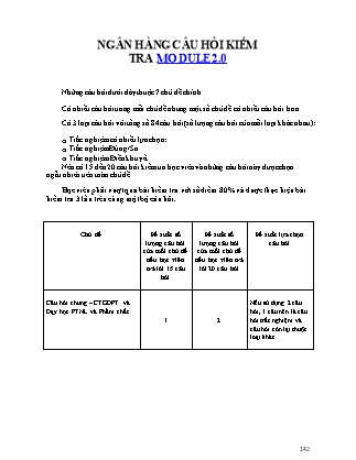 Ngân hàng câu hỏi kiểm tra Module 2.0