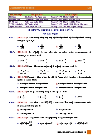 Ôn tập Hình học Lớp 10 - Chương 3: Phương pháp tọa độ trong mặt phẳng - Bài 5: Kiểm tra
