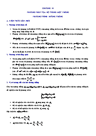 Ôn tập Hình học Lớp 10 - Chương 3: Phương pháp tọa độ trong mặt phẳng phương trình đường thẳng