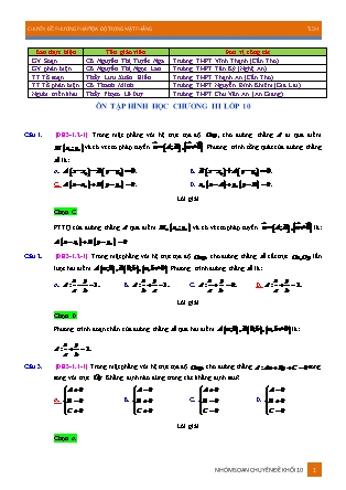 Ôn tập Hình học Lớp 10 - Chương 3: Phương pháp tọa độ trong mặt phẳng - Bài 4: Ôn tập