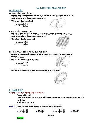 Tài liệu dạy thêm Đại số Lớp 10 - Chương 1 - Bài 3: Các phép toán tập hợp