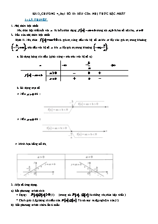 Tài liệu dạy thêm Đại số Lớp 10 - Chương 4 - Bài 3: Dấu của nhị thức bậc nhất