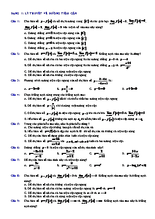 Tài liệu Giải tích Lớp 12 - Đường tiệm cận của đồ thị hàm số - Bài tập dạng 1-5 (Có lời giải chi tiết)