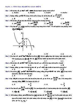 Tài liệu Giải tích Lớp 12 - Sự tương giao của đồ thị hàm số - Bài tập dạng 1+2 (Có lời giải chi tiết)