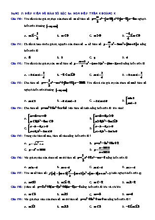 Tài liệu Giải tích Lớp 12 - Tính đơn điệu của hàm số - Bài tập dạng 5 (Có lời giải chi tiết)
