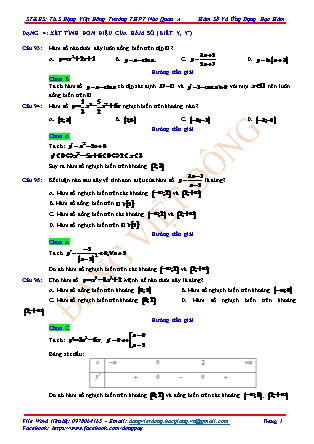 Tài liệu Giải tích Lớp 12 - Tính đơn điệu của hàm số - Hướng dẫn giải bài tập dạng 4