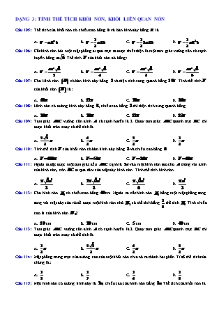 Tài liệu Hình học Lớp 12 - Nón. Trụ. Cầu - Chủ đề: Mặt nón. Khối nón - Bài tập dạng 3+4 (Có lời giải chi tiết)