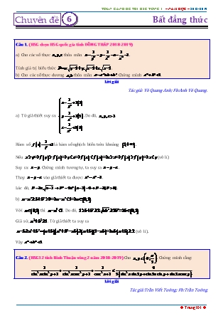 Tổng hợp đề thi học sinh giỏi môn Toán THPT - Vòng 1 - Chuyên đề 6: Bất đẳng thức - Năm học 2018-2019 (Có đáp án)