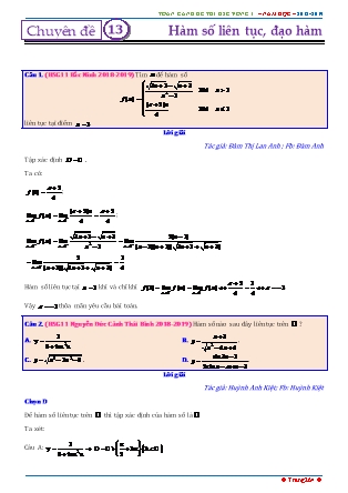 Tổng hợp đề thi học sinh giỏi môn Toán THPT - Vòng 1 - Chuyên đề 13: Hàm số liên tục, đạo hàm - Năm học 2018-2019 (Có đáp án)