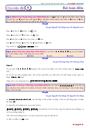 Tổng hợp đề thi học sinh giỏi môn Toán THPT - Vòng 1 - Chuyên đề 9: Bài toán đếm - Năm học 2018-2019 (Có đáp án)