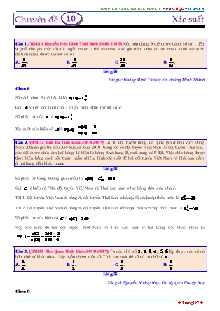 Tổng hợp đề thi học sinh giỏi môn Toán THPT - Vòng 1 - Chuyên đề 10: Xác suất - Năm học 2018-2019 (Có đáp án)