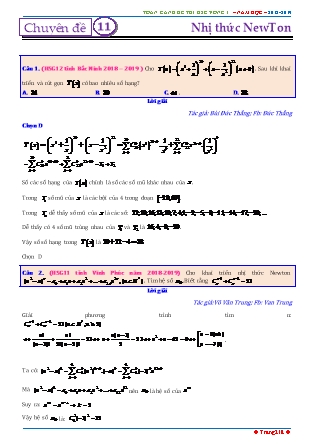 Tổng hợp đề thi học sinh giỏi môn Toán THPT - Vòng 1 - Chuyên đề 11: Nhị thức NewTon - Năm học 2018-2019 (Có đáp án)