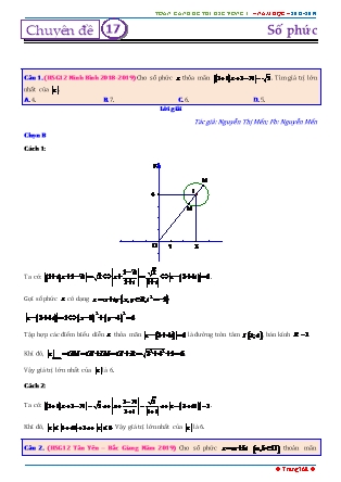 Tổng hợp đề thi học sinh giỏi môn Toán THPT - Vòng 1 - Chuyên đề 17: Số phức - Năm học 2018-2019 (Có đáp án)