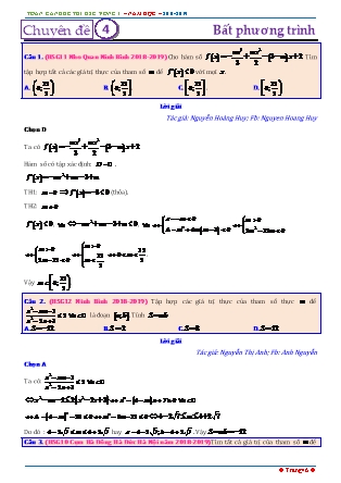Tổng hợp đề thi học sinh giỏi môn Toán THPT - Vòng 1 - Chuyên đề 4: Bất phương trình - Năm học 2018-2019 (Có đáp án)