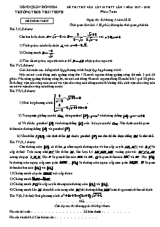 Đề thi thử vào lơp 10 THPT lần 1 môn Toán - Năm học 2017-2018 - Trường THCS Thái Thịnh (Có đáp án)