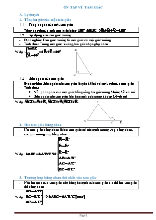 Ôn tập Hình học Lớp 7 - Ôn tập về tam giác