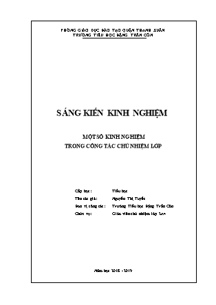 Sáng kiến kinh nghiệm Một số kinh nghiệm trong công tác chủ nhiệm lớp - Nguyễn Thị Tuyết