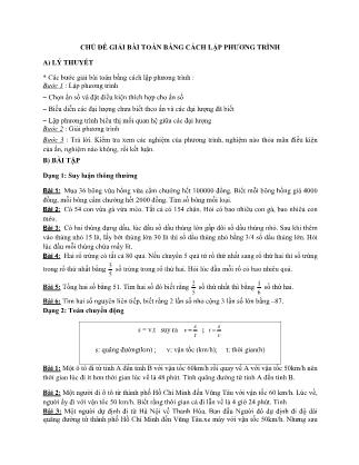 Ôn luyện Đại số Lớp 8 - Chủ đề: Giải bài toán bằng cách lập phương trình