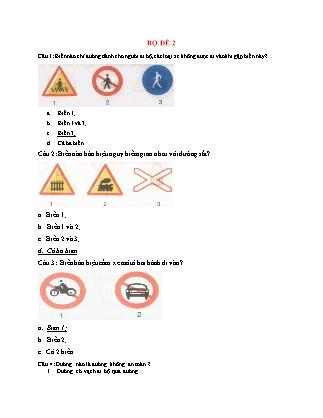 Đề kiểm tra trắc nghiệm An toàn giao thông dành cho học sinh tiểu học - Đề 2